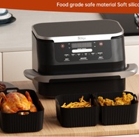 Revêtement en silicone de qualité alimentaire pour friteuse à air, résistant à la chaleur, plaque de cuisson rectangulaire, pot en silicone antiadhésif pour friteuse à air Ninja AF500UK/DZ701