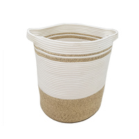Panier de rangement tissé en corde de coton de style Grand panier Landry Grand organisateur de jouets Catalpa Yao Nouveau panier tissé pliable 16X24
