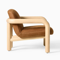 Fauteuil en cuir à dossier bas, durable, en chêne, pour salon, meubles de loisirs intérieurs