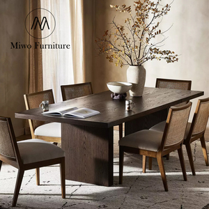 Hiện đại nhà phòng ăn đồ nội thất 8 6 chỗ ngồi dài hình chữ nhật lớn dày bảng gỗ sồi rắn Gỗ Óc Chó tối vết bàn ăn - Product Image 2