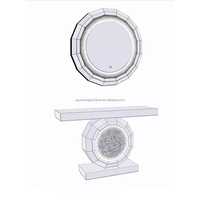 Tables console miroir de luxe à LED en diamant écrasé Table de couloir moderne Meubles de salon pour la décoration intérieure Muebles Meubles