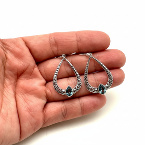 Boucles d'oreilles classiques faites à la main 925 bijoux en argent massif femmes 925 argent Sterling topaze mystique pierres précieuses Boho Style boucles d'oreilles cadeau - Product Image 1