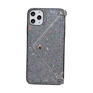 Роскошный высококачественный блестящий кошелек с бриллиантами для сотового телефона с ремешком и кошельком для мобильного телефона