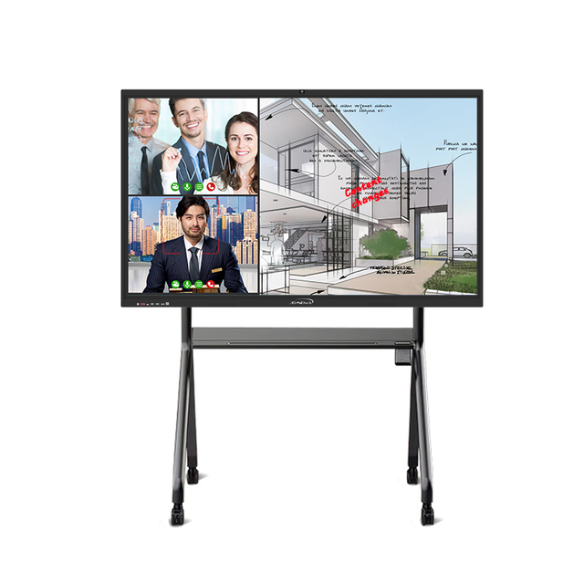 Interactive 98-inch Flat Panel 4K UHD Smart Board 40-Point Multi-Touch Dual OS for Teaching Training and Conference Presentation