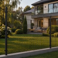V-vormig gebogen 3D gelast draadgaas hekwerk paneel, zwart gepoedercoat, met stalen paal voor tuin, snelweg en perimeterbeveiliging