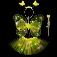 Ailes de papillon avec jupe pour filles, ensemble de Costume d'ailes d'ange papillon, accessoires de scène, ailes de fées lumineuses
