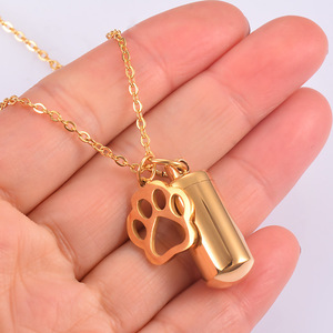 Kalung liontin botol parfum berbentuk kubus dengan desain cakar hewan peliharaan dari baja anti karat, polesan tinggi, perhiasan populer. - Product Image 5
