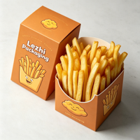Boîte d'emballage alimentaire jetable personnalisée et mignonne pour la restauration rapide, boîte en papier pour frites, hamburgers, boîte pour sauce à tremper pour frites