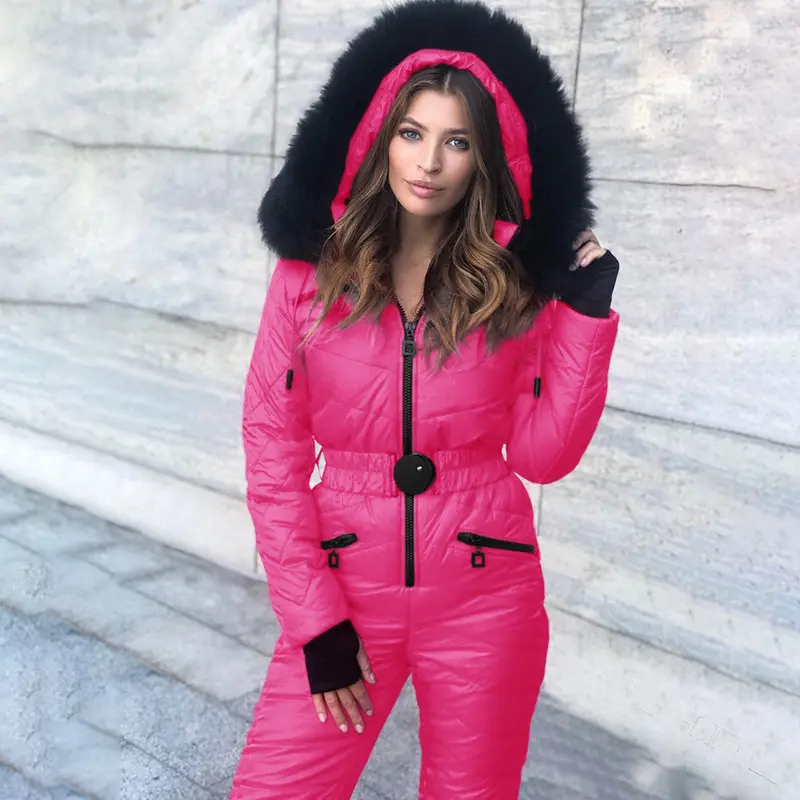 Winter Warm Woman Fashion Ski Suit Jacket Hoodie Outdoor Sports Jumpsuit Zipper Ski Suit Clothes Ski & Snow Wear for Women