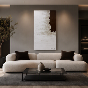 Pintura <span class=keywords><strong>al</strong></span> Óleo Abstracta Moderna, Pintada a Mano, con Textura, Paisaje, Naturaleza Muerta, Blanco, Negro, con Sutiles Detalles Dorados, Arte de Pared - Product Image 1