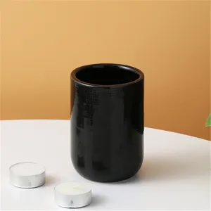 Barattoli di candela vuoti in ceramica per la casa con vaso di candela nero personalizzato