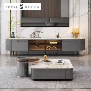 Modern Living Room <strong>TV</strong> Cabinet Furniture Square Rock <strong>Tray</strong> Tea Table High-end Gray Wooden <strong>TV</strong> Cabinet - Product Image 2
