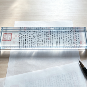 Figurina da Scrivania in Cristallo di Vetro Ecologico con Stampa di Scrittura Tradizionale Cinese, Incisa e Intagliata, di Airose - Product Image 6