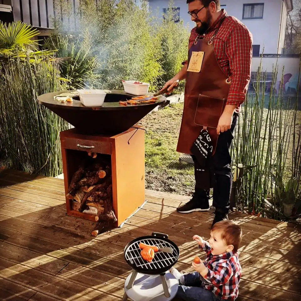 Parrilla para jardín al aire libre, acero oxidado, resistente