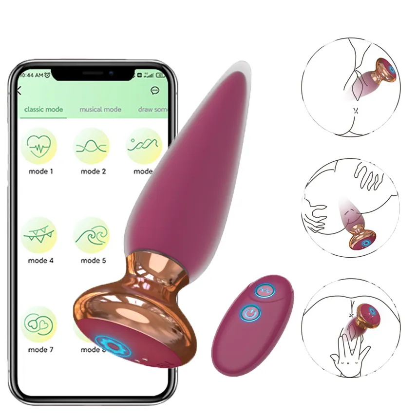 App kontrollü Anal popo vibratör erkek prostat masaj vajina G Spot yapay penis vibratör anüs popo fiş