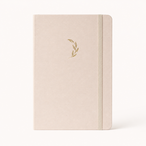 Carnet personnalisé en lin à couverture rigide, motif feuille <span class=keywords><strong>de</strong></span> <span class=keywords><strong>blé</strong></span> dorée en relief, avec élastique, cadeau d'entreprise minimaliste, OEM ODM en gros - Product Image 1