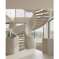 Escalier circulaire en bois de chêne sculpté de qualité supérieure avec verre trempé, style loft, CBMmart Gold Spiral