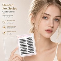 Extensions de cils en grappe effet œil de renard incliné, style œil de chat, vaporeux et pointus, pour pose DIY, marque privée, vente en gros