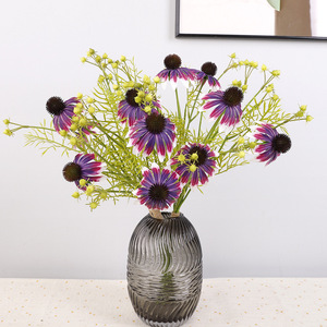 Artificial Echinacea <b>Flower</b> Bouquet 50cm Plastic <b>Silk</b> Wedding Home Decor Photography Props - Product Image 3