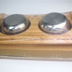 Comedero para Perros de Bambú con Cuencos de Acero Inoxidable 304, Soporte Elevado para Cuencos de Mascotas para Uso Doméstico - Product Image 2