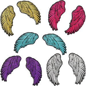 Pequenos <span class=keywords><strong>Patches</strong></span> Bordados Termocolantes de Asas de Anjo Douradas, Azuis, Roxas e Prateadas, Emblemas de Tecido e Apliques para Jaqueta, Mochila e Calça <span class=keywords><strong>Jeans</strong></span> - Product Image 1