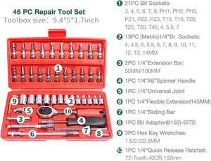 Bộ dụng cụ sửa chữa ô tô đa năng 46 chiếc Bộ dụng cụ sửa chữa ô tô bao gồm cả cờ lê vặn vít sửa chữa cơ khí - Product Image 6