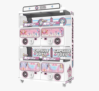 Mesin Gacha Hadiah Portabel Bertumpuk, Dioperasikan dengan Koin, Dispenser Mainan Kapsul dengan Lampu LED, Logo Kustom untuk Pusat Perbelanjaan/Arcade