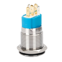 Interrupteur à bouton-poussoir en acier inoxydable avec symbole d'alimentation LED 16/19/22 mm avec connecteur de fil