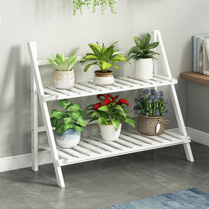 Étagère à fleurs pour balcon, étagère de rangement sur pied, étagère à plantes succulentes pour rebord de fenêtre intérieur, étagère de salon en bois massif, pliable - Product Image 2