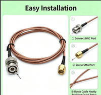 Cable Coaxial RG316 Aurora Yu BNC Macho a SMA Macho, Conectores de Cobre Trenzado Chapados en Oro para Módulo Inalámbrico, Router, Antena