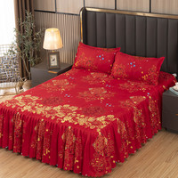 Ensemble de Couvre-lit Trois Pièces en Dentelle Coréenne, Jeté Géométrique Tissé, Housse de Protection pour Lits de 1.5m, 1.8m et 2.0m