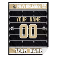 Couverture en flanelle de football américain New Orleans, douce, personnalisable avec nom et logo, couleurs des Saints, casque, pour canapé, lit, couverture polaire, cadeau, nouveauté