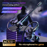 Headphone Gaming Gamer dengan Mikrofon Ganda Tipe-C, Earphone In-ear HiFi Stereo, Headset Olahraga dengan Mic HD