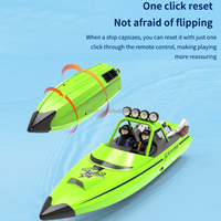 Bateau turboréacteur à grande vitesse 2.4G RC 20 km/h Jet de hors-bord a chaviré le bateau de course étanche avec lumière LED