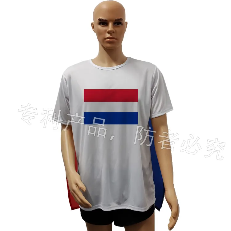 Nieuwkomers Patent Fabrikant Custom 2024 Voetbal Fans Merchandise Country Body Body Fan T-Shirt Met Cape