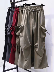 Women's White Cotton Jazz Dance <strong>Pants</strong> American Style Casual Hip-Hop Overalls Drawstring Closure for Summer Sports Activities - Product Image 2