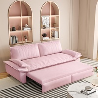 Canapé-lit convertible 3-en-1 en velours durable, 73,2 pouces, taille Queen, avec causeuse escamotable et coussins amovibles, idéal pour appartement et hôtel