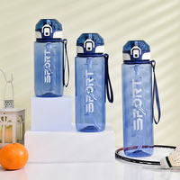 Bouteille d'eau portable transparente personnalisable sans BPA, écologique, avec couvercle à rabat et corde, petite taille, pour usage extérieur