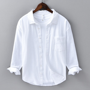 <span class=keywords><strong>Camicia</strong></span> da <span class=keywords><strong>Uomo</strong></span> a Maniche Lunghe Business Casual in Cotone e <span class=keywords><strong>Lino</strong></span> di Flanella con Design Artistico per Primavera Estate - Product Image 4
