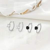 S925 Sterling Silber Rhodium-Plattiert Punk-Stil Gedrehte Blumen Zirkon-Besetzte Clip-On Ohrringe für Frauen