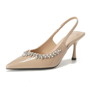 Sandali Eleganti Neri con <span class=keywords><strong>Tacco</strong></span> a Spillo e Punta Chiusa con Strass, Nuova Collezione Estiva 2026 da Donna, Modello <span class=keywords><strong>Nude</strong></span> con Schiena Aperta - Product Image 5