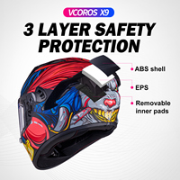 Casque cycliste intégral, casque de moto X9 unisexe avec pare-soleil intérieur et poches pour haut-parleurs Bluetooth Approuvé par le DOT