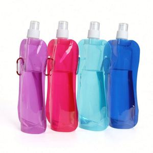 Poche à eau pliable pour le camping en plein air, 500 ml, sac à eau réutilisable, bouteilles d'eau en plastique pliables portables avec logo personnalisé - Product Image 1
