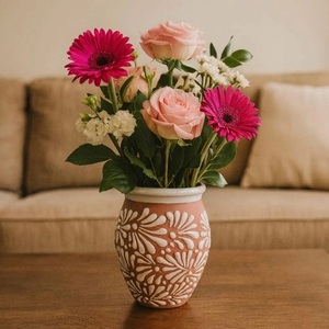 Jarrón de Flores de <span class=keywords><strong>Talavera</strong></span> Pintado a Mano, Marrón y Blanco, para Decoración de Sala de Estar, Regalo de Inauguración de Casa - Product Image 6