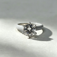 Bague de promesse solitaire Linyang S925 en argent sterling avec moissanite à 6 griffes et bande émaillée haute brillance, bijoux personnalisés multicolores GRA