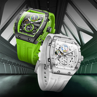 Montre mécanique automatique Mark Fairwhale, nouveau design, pour homme, squelette, aiguilles lumineuses, phase de lune, étanche, bracelet en caoutchouc FW-6670