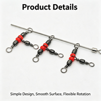 Grosir Triple Cross Rolling Barrel Swivel dengan Beads Saltwater Freshwater Fishing Connector Swivel Custom