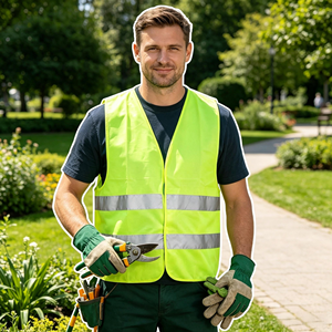 Gilet de travail en polyester, directement de l'usine, gilet de sécurité réfléchissant, gilet de signalisation haute visibilité pour la construction et les travaux routiers - Product Image 6