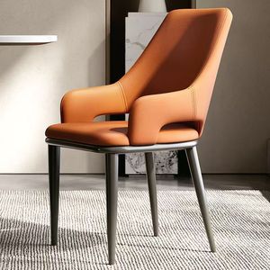 Silla de Diseño Minimalista, Tapizada en <span class=keywords><strong>Cuero</strong></span> PU Premium, Patas de Metal Negro para Hogar, Restaurante, Cafetería - Product Image 4