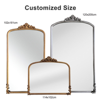 Miroir mural de luxe en gros avec cadre doré, miroir de sol baroque fait main à motif floral pour chambre et entrée